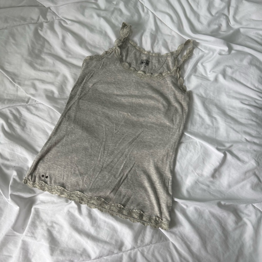 Y2K Converse All Star Grey Lace Tank Top Large